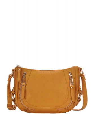 Stylish Fashion Zipper Accent Crossbody Bag BGO-83980 MUSTARD